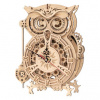 Robotime 3D drevené mechanické puzzle Hodiny Sova kyvadlové 161 ks