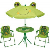 STREND PRO Záhradný detský set LEQ MELISENDA Rana - Žaba, slnečník, stôl, stoličky (slnečník 105 cm, stôl 50 cm, 2 stoličky)