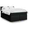 Posteľný rám boxspring s matracom čierny 160x200 cm látka-ForU-3286740