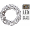 Dekorácia VENEC 30cm, RATAN/PP HN so snehom, 15LED