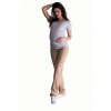Be MaaMaa Bavlnené, tehotenské nohavice s regulovateľným pásom - béžové - XXXL (46)
