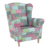 Tempo Kondela Kreslo ušiak, látka patchwork, CHARLOT