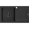Mexen Pablo, granitový drez 752x436x161 mm, 1-komorový, čierna-strieborná metalíza s čiernym sifónom, 6510751010-73-B