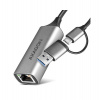 AXAGON ADE-TXCA, USB-C + USB-A 3.2 Gen 1 - Gigabit Ethernet sieťová karta, Asix AX88179, auto inštal (ADE-TXCA)