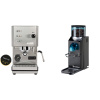 Profitec GO, brushed stainless steel + Rancilio Rocky Doserless, black