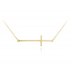 MINET Pozlátený strieborný náhrdelník CROSS horizontálny JMAS0062GN45