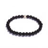 Lavaliere Pánsky korálikový náramok – 6 mm čierny lávový kameň L - 18 cm 06612 - Sametový sáček + luxusní krabička Lavaliere