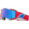 okuliare VISION 5 CORP, ALPINESTARS (červená/biela/modrá, zrkalové modré plexi)