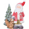 Dekorácia MagicHome Vianoce, Santa s veveričkou a stromčekom, 1 LED, 2xAAA, keramika, 35,50x20x46 cm