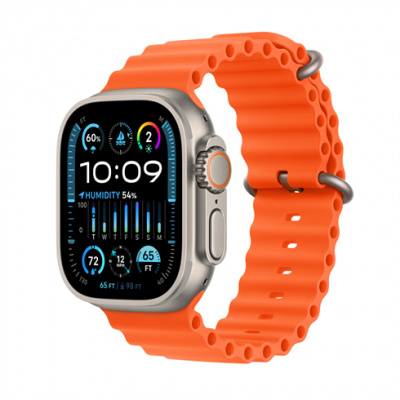 Apple Watch Ultra 2 GPS + Cellular 49mm Titánové puzdro s oranžovým oceánskym remienkom