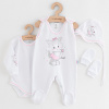 Súpravička 4-dielna New Baby Mačička bielo-ružová - 62 (3-6m)