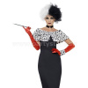 Kostým - CRUELLA DE VIL MADAME - šaty, štóla, rukavičky, manžeta, obojok - M