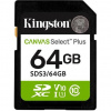 Kingston 64GB SDXC CANVAS Plus Class10 UHS-I 100MB/s Read Flash Card Gen3 SDS3/64GB