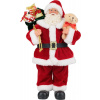 Dekorácia MagicHome Vianoce, Santa s darčekmi a medvedíkom, červený, 30 cm
