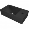 CERANO - Umývadlo z liateho mramoru Teo - závesné pravé - čierna matná - 40x22 cm