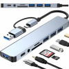 HUB ADAPTÉR UNIVERZÁLNY ROZDEĽOVAČ USB-C 8v1 ČÍTAČKA SD USB 3.0 AUDIO AUX