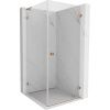 Mexen Lunar-B L výklopný sprchový kút pravý 80 x 80 cm, číre sklo, medená matná, 832L-080-080-65-00-P
