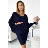 Dámske šaty so širokými rukávmi 402-1 - tmavomodrá 402-1 - Tmavomodrá brokát / 2XL/3XL 402-1