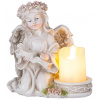 MagicHome MagicHome Vianoce Dekorácia Anjel s knihou a sviečkou LED keramika na hrob 17,5x14,5x17,5 cm
