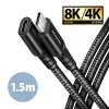 AXAGON BUCM32-CF15AB prodlužovací kabel USB-C (M) USB-C (F), 1.5m, USB 20Gbps, PD 240W 5A, 8K HD, ALU, oplet, černý BUCM32-CF15AB