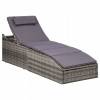 Záhradné lehátko - Vidaxl Deckchair s vankúšom, polystany, šedá (VidaXL ležadlo s polyratanovým vankúšom v sivej farbe)