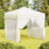 Skladací párty stan s bočnicami krémový 2x2 m-ForU-93508