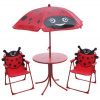 STREND PRO Záhradný detský set LEQ MELISENDA Mariquita - Lienka - slnečník, stôl, stoličky (slnečník 105 cm, stôl 50 cm, 2 stoličky)