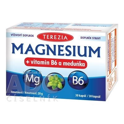 TEREZIA MAGNESIUM + vitamin B6 a meduňka (medovka) cps 1x30 ks, 8594006897648