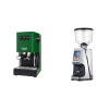 Gaggia New Classic E24 BC, green + Eureka Atom Specialty 65, chrome