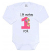 Body s potiskem New Baby Už mám rok růžové