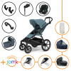 Set 11v1 Thule Urban Glide 4-wheel Mid blue s magnetickou sponou + madlo + vanička Dark Slate + JOMK príslušenstvo + autosedačka Cybex s ISOFIX základňou a adaptérmi Thule