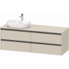 DURAVIT Ketho 2 závesná skrinka pod umývadlo na dosku (umývadlo vľavo), 4 zásuvky, 1600 x 550 x 568 mm, taupe super matná, K24899L83830000