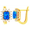 Zlaté dámske náušnice s modrým opálom
