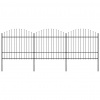 zahrada-XL Záhradný plot s vrchnou časťou z ocele 537x175 cm čierny 277741