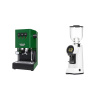 Gaggia New Classic EVO BC, green + Eureka Helios 65, white