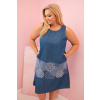 Šaty Plus Size 1869 bez rukávov Farba: Modrá, Veľkosť: UNI