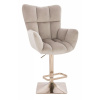 LuxuryForm DESIGN Barové kreslo AURORA VELUR na zlatej hranatej podstave - latte