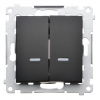 Kontakt Simon Vypínač č.7 dvojitý Simon54 PREMIUM/NATURE BS bez piktogramu podsvietený čierny DW7/2L.01/X/49