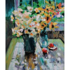 Zátišie s kvetmi-Beáta Novotná, originálny, ručne maľovany obraz L (do veľkosti 95x95cm) Viac farieb
