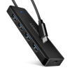 AXAGON HUE-C1C, 4x USB 5Gbps TRAVEL hub, USB-C napájecí konektor, kabel USB-C 19cm HUE-C1C