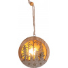 Dekorácia MagicHome Vianoce, Snehuliak v guli, LED, závesná, MDF, 8,5x2x8,5 cm