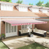 VidaXL Ručná markíza zaťahovacia do pruhov červeno-biela 600 x 300 cm