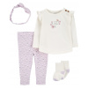 Carter's Set 4dielny tričko dl. rukáv legíny čelenka ponožky Ivory/Purple Floral dievča MFL 1R083110