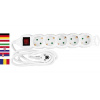 Strend Pro 2130010 Cable GERMAN socket DG-805BK 1,50 m, 5 zásuvky, HU, RO, SRB, CRO + spínač