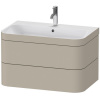 DURAVIT Happy D.2 Plus c-bonded závesná skrinka s nábytkovým umývadlom s otvorom, 2 zásuvky, 775 x 490 x 480 mm, taupe matná lakovaná, HP4637O6060