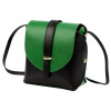 Kožená moderná malá dámska crossbody kabelka čierna / zelená