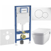 GEBERIT Duofix súprava 5v1 - inštalačný modul, závesná sprchová toaleta Rimless a Softclose WC sedadlo TECEone, tlačidlo Sigma01 Round, 115.770.11.5 (biela), SANI11CT3100