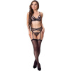 Livco corsetti fashion - keila lc 20245 bra + garter belt + panty black S/M