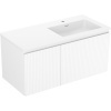 Mexen Rivel, kúpeľňová skrinka 100 cm s pravým umývadlom Otis, 1S, 1D, drážkovaná, biela matná, 91A23-10047-3-BBFF01-W18P01