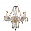 ACA DECOR Krištáľový luster GLADIOLO max. 6x40W/E14/230V/IP20, zlatý